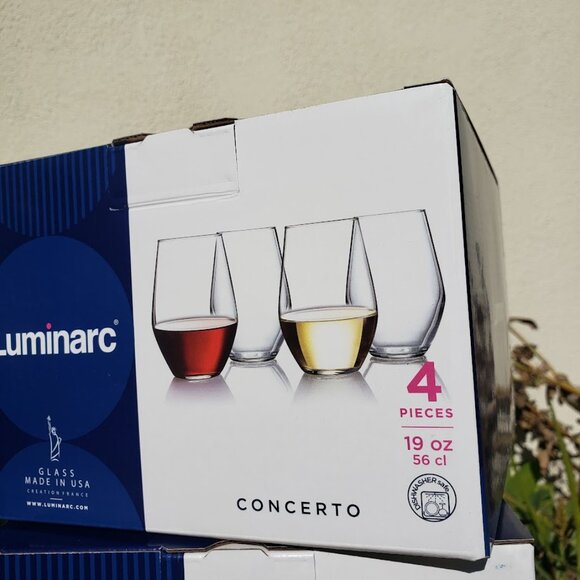 NEW Set of 4 Luminarc Concerto 19 oz glass stemless wine water iced tea glasses - Picture 5 of 10